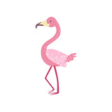 Pink Flamingo Stylized Childish Drawing
