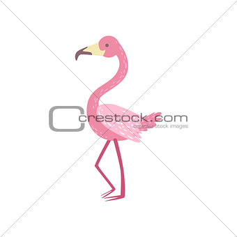 Pink Flamingo Stylized Childish Drawing