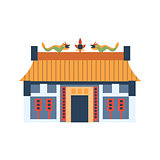 Classic Chinese House With Dragons On The Roof Simplified Icon