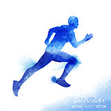 Watercolour Running Man Vector