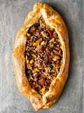 rustic golden turkish pide bread pizza