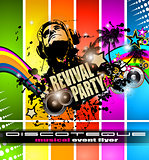 Club Disco Flyer template with Music Elements 