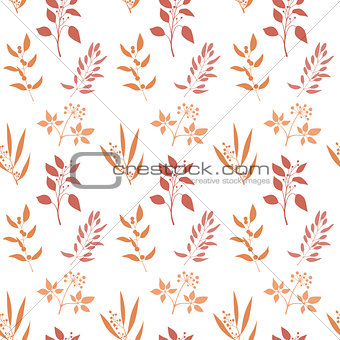 Seamless pattern with orange twigs silhouette.