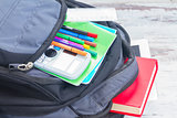 School backpack with supplies
