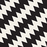 Vector Seamless Black and White ZigZag Diagonal Lines Geometric Pattern