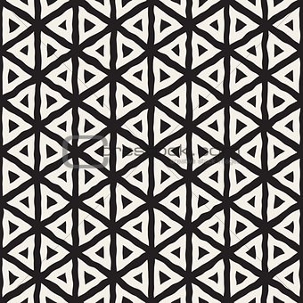 Vector Seamless Black And White Hand Drawn Triangle Lines Pattern