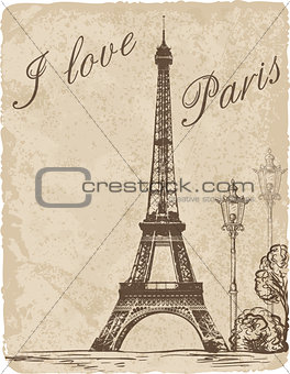 Vintage background with Eiffel Tower