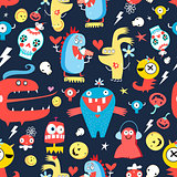 Seamless jolly pattern with monsters