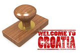 Red rubber stamp with welcome to Croatia