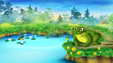 Green Frog near a Pond