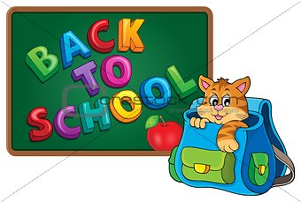 Cat in schoolbag theme image 3