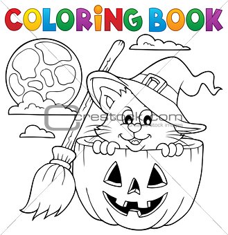 Coloring book Halloween cat theme 1