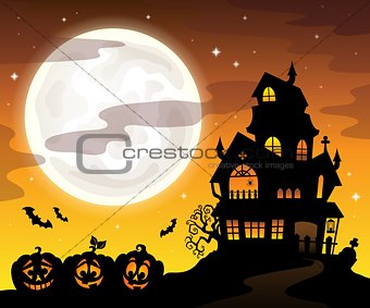 Haunted house silhouette theme image 5