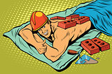 Spa Builder worker bricks