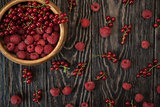 Fresh berries on wooden table