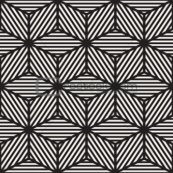 Vector Seamless Black And White Cube Lines Grid Pattern