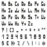 simple black pixel alphabet and symbols