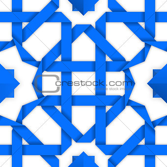 Vector seamless pattern with blue crossed stripes