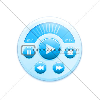 Isolated vector round glossy media player interface