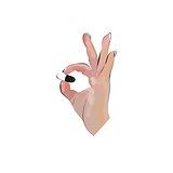 Hand holding a pill. Vector Illustration