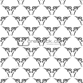 Bull Head Icon Seamless Pattern