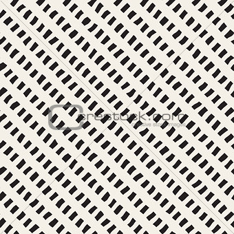 Vector Seamless Black And White Hand Drawn Diagonal Lines Rectangles Pattern