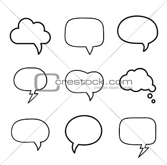 Minimal hand-drawn speech bubbles set
