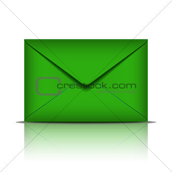 Green envelope isolated on white background.