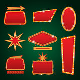 Set of golden lights casino banners copy space