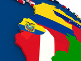 Ecuador on globe with flags