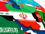 Iran on globe with flags