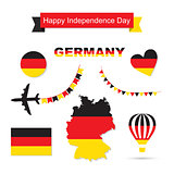 Germany flag decoration elements. Banners, labels, ribbons, icons, badges and other templates for design