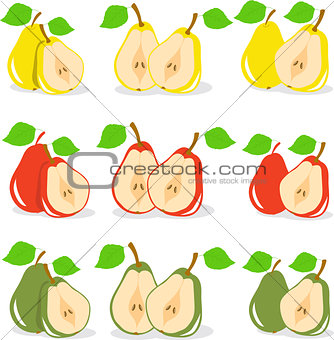 Pears, vector illustration on a transparent background