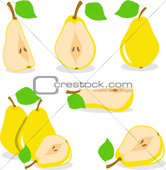 Pear, vector, yellow pears
