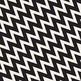 Vector Seamless Black and White ZigZag Diagonal Lines Geometric Pattern