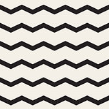 Vector Seamless Black and White ZigZag Horizontal Lines Geometric Pattern
