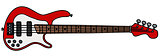 Red electric bass guitar