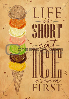 Poster ice cream cone kraft