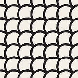 Vector Seamless Hand Drawn Rounded Lines Oriental Pattern