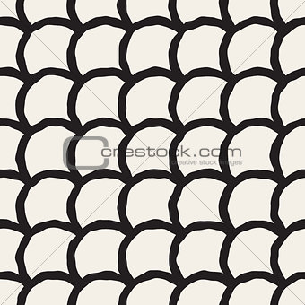 Vector Seamless Hand Drawn Rounded Lines Oriental Pattern