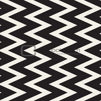 Vector Seamless Black and White ZigZag Lines Geometric Pattern