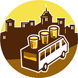 Beer Flight Glass On Van Buildings Circle Retro