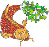 Koi Nishikigoi Carp Fish Microgreen Tail Drawing