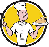 Chef Cook Roast Chicken Spatula Circle Cartoon