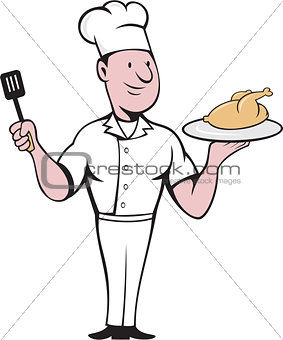Chef Cook Roast Chicken Spatula Cartoon