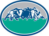 Rugby Union Scrum Oval Retro