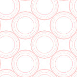 Pink rings abstract seamless pattern on white