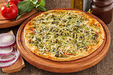 Pizza with spinach