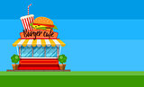 Fast food cafe flyer or banner design with hamburger 