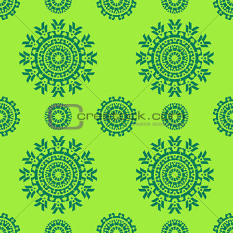Green seamless ornamental pattern